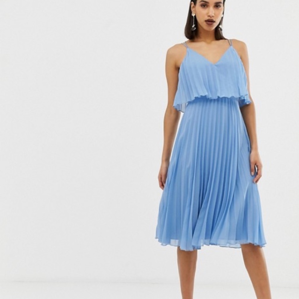 ASOS Pleated Crop Top Midi Dress
